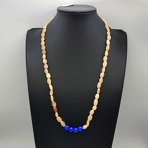 Agate Blue Onyx 176 Cts Round Oval Beaded Natural Gemstone 20" Necklace Beads